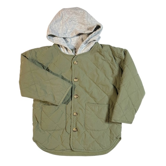 Gerber Kids Quilted Jacket with Hood in Olive Green | Size 3T - Picture 1 of 2